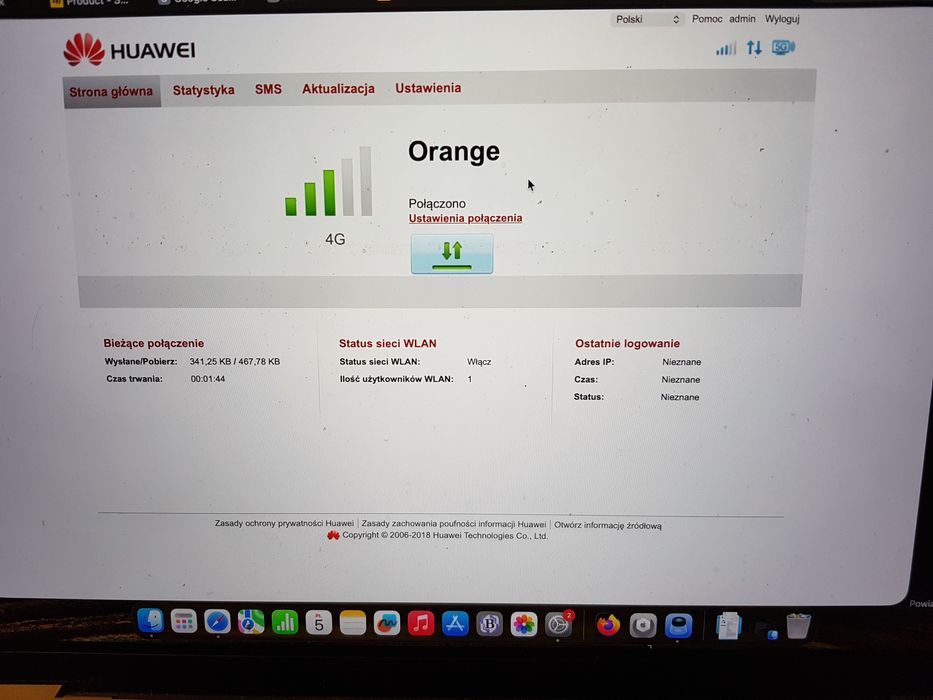 Internet LTE 4G na kartę SIM Modem Router Huawei WiFi