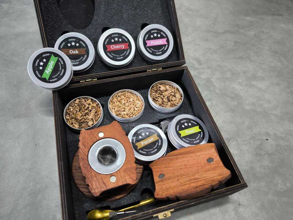 Смокер для віскі набір для копчення віскі 6 ароматів дерев’яна коробка