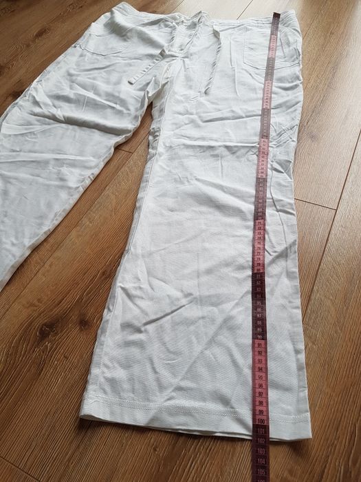 48 4XL Aniston Casual spodnie lniane viskoza szwedy białe lato