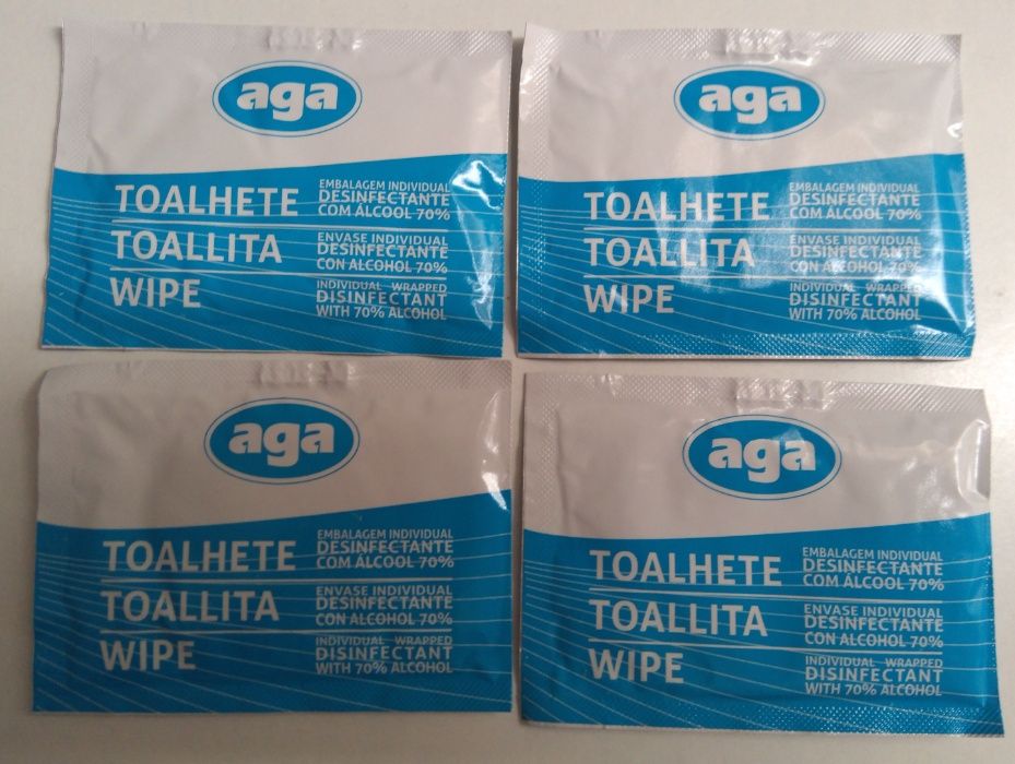 Fato macaco descartavel em polipropileno com capuz, toalhetes alcool