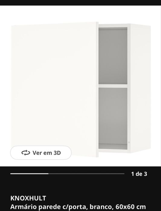 Armario parede c/ porta, branco 60*60cm