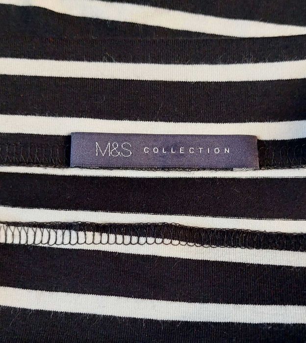 Ołówkowa spódnica spódniczka Marks&Spencer paski 16/44 46 Wiskoza stan idealny