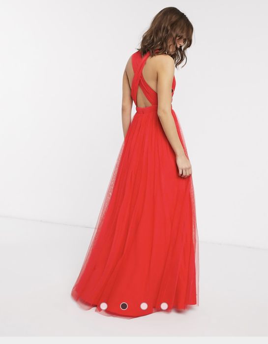 Przepiękna suknia balowa studniowkowa asos neonowa czerwień