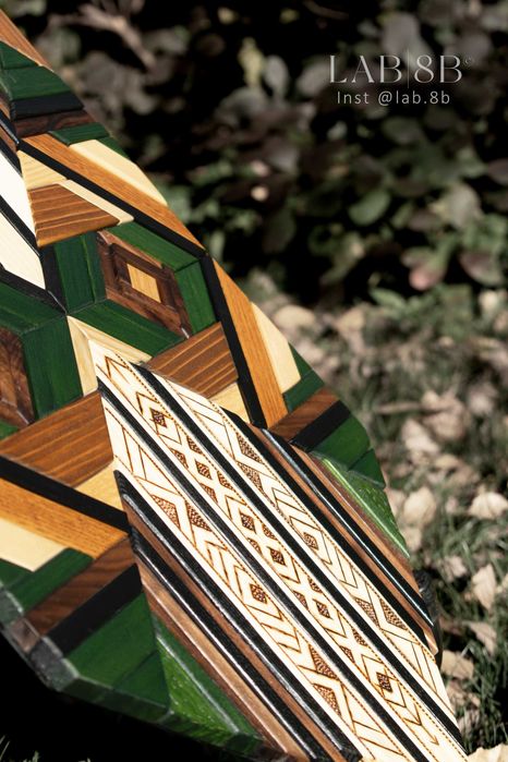 Ręczna mozaika z drewna, Obraz, Dekoracja ścienna, panel, Sowa