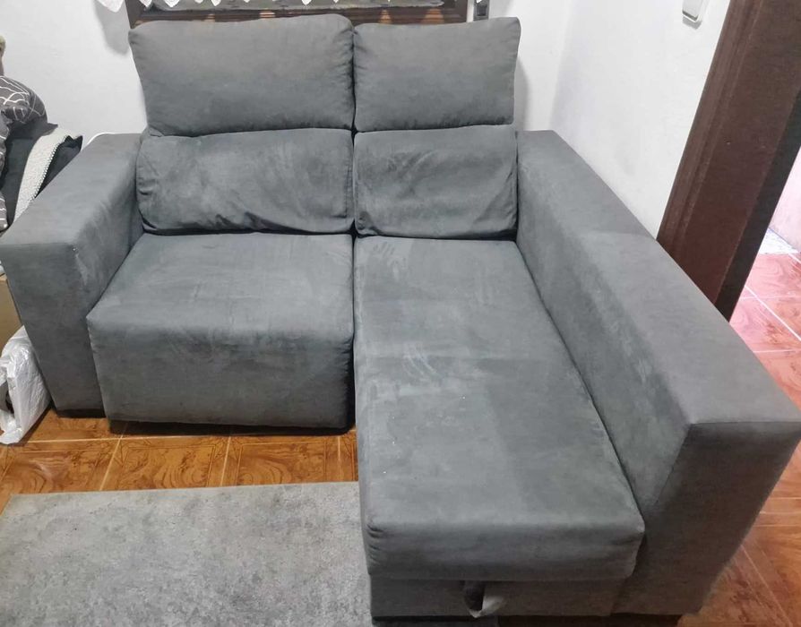 Sofá de 2 Lugares com Chaise e Baú | Excelente Estado