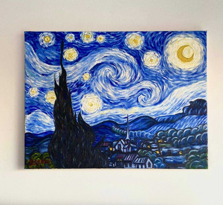 Kopia obrazu Van Gogha"Gwiaździsta noc"!Obraz olejny na płótnie