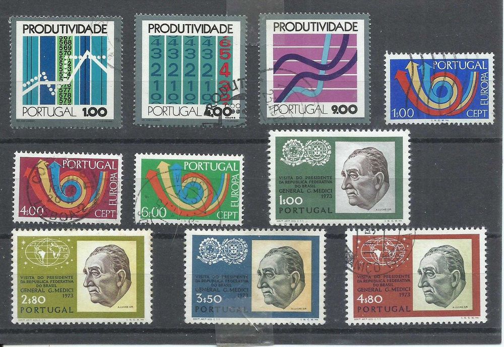 Selos portugueses – Ano de 1973 completo, selos usados