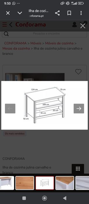 Ilha de cozinha conforama