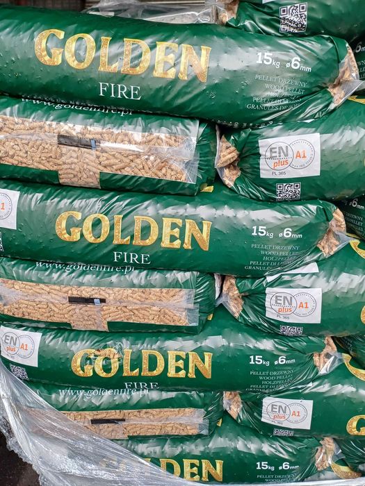 Pellet GOLDEN FIRE 6mm Certyfikowany A1 EN PLUS, Dostawa Gratis
