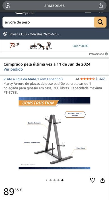 Árvore de Pesos Marcy (Suporte Discos) – Como Nova