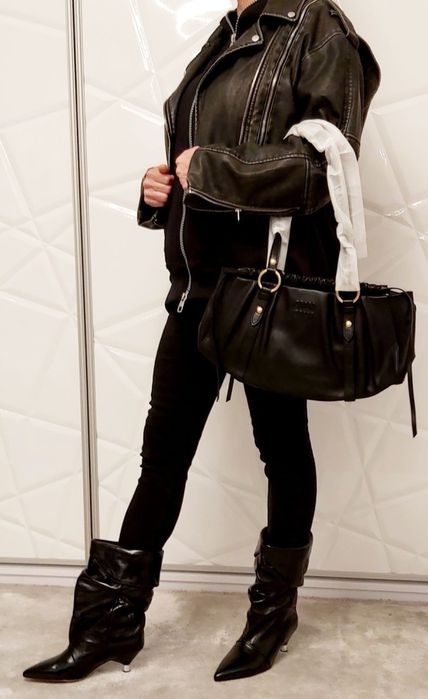 Miu miu joie czarna torebka skórzana duża skóra naturalna