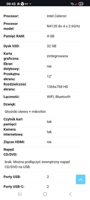 Laptop bardzo dobry stan kolor miętowy