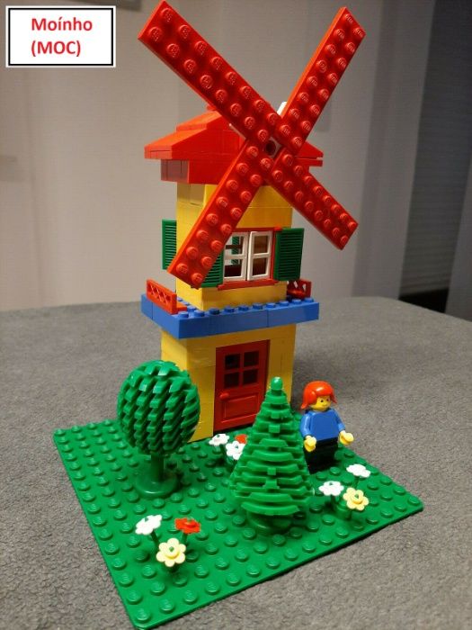 LEGO City Classic: 6396; 6392; 6368; 6376; moinho MOC; 6380; 6373