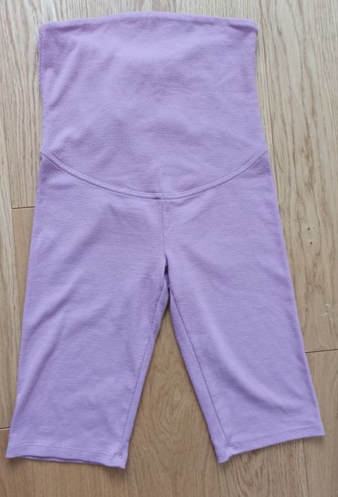 Krótkie legginsy ciążowe różowe bawełniane S/36