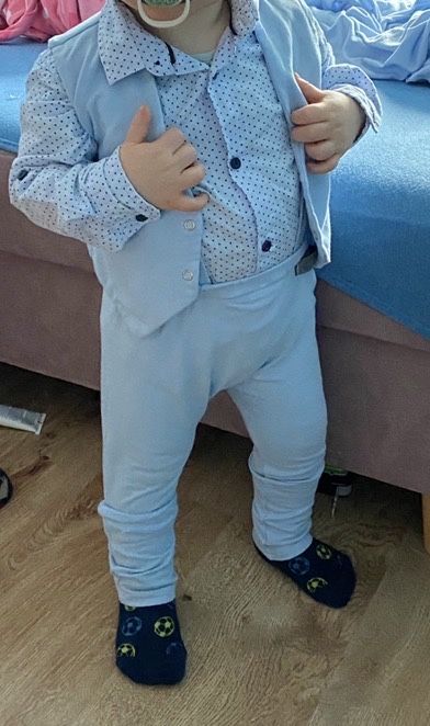 Elegancki zestaw dla chlopca spodnie na szelkach i kamizelka