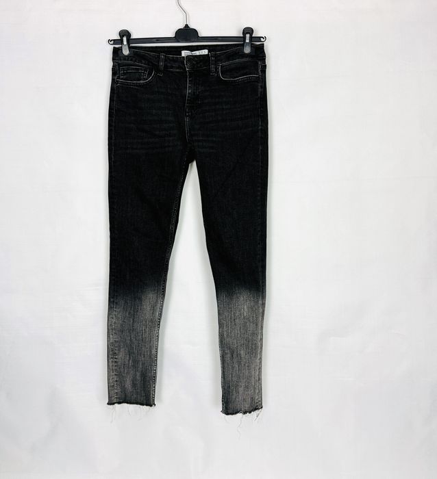 Czarno‑szare jeansy ombre z wysokim stanem M 38