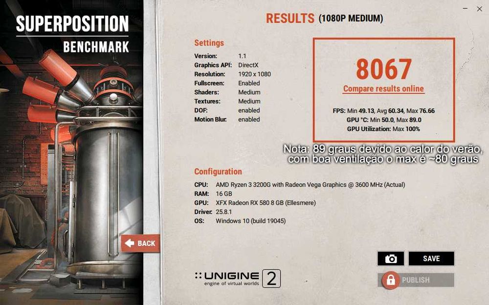 XFX AMD Radeon™ RX 580 8GB GTS XXX Edition (Estado Impecável)