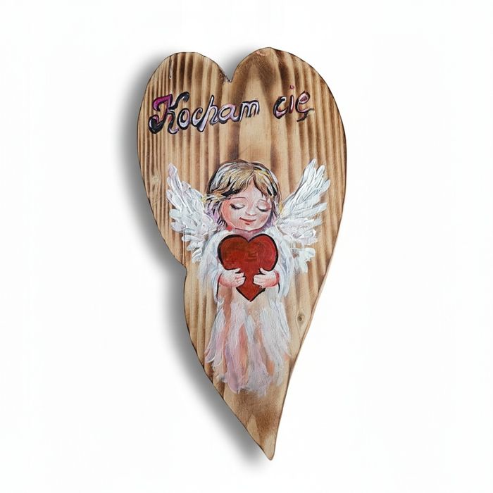 Anioł ręcznie malowany obraz na drewnie