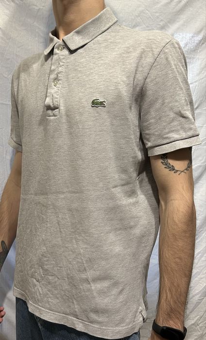 Поло Lacoste slim fit світло-сірий