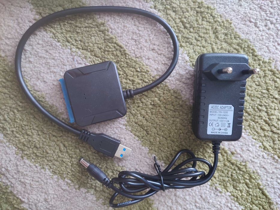 Adapter SSD, HDD 2,5'' 3,5'' SATA-USB 3.0 + zasilacz. Fabrycznie nowe.