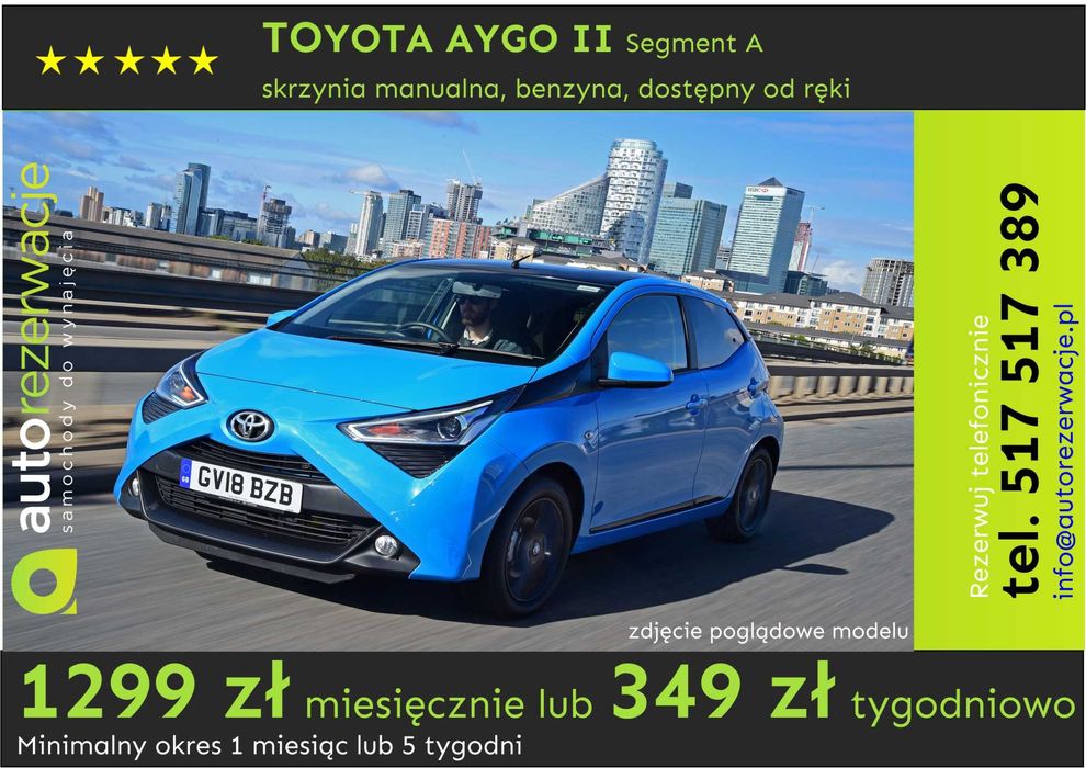 Wynajem wypożyczenie samochodów/aut za 1299 za 30 dni lub 339 co 7 dni