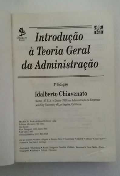 Livro: Introdução à Teoria Geral da Administração (Portes incluídos)