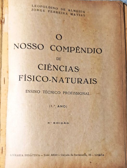 Livros Ciências Fisico Naturais Antigos