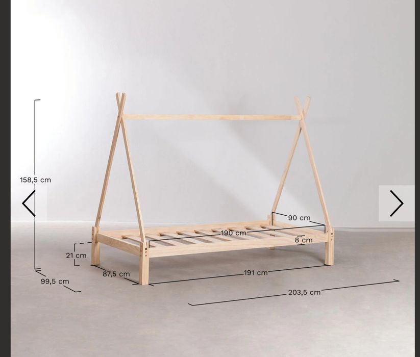Cama de madeira Joan Kids para colchão de 90 cm