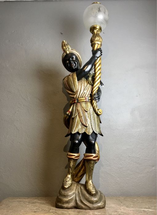 Antiga escultura, Estátua Mouro Veneziano em madeira séc XIX