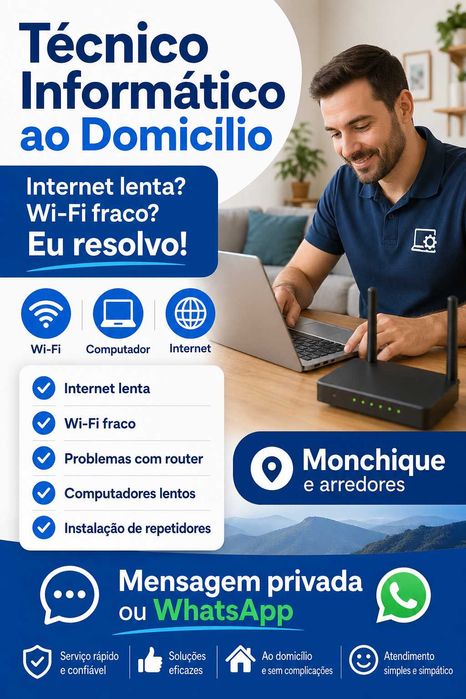 Wi-Fi fraco / PC lento? Resolvo ao domicílio – Monchique