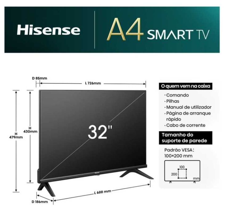 Vendo Smart TV Hisense 32" (Em Garantia até 09/2029) ***URGENTE***