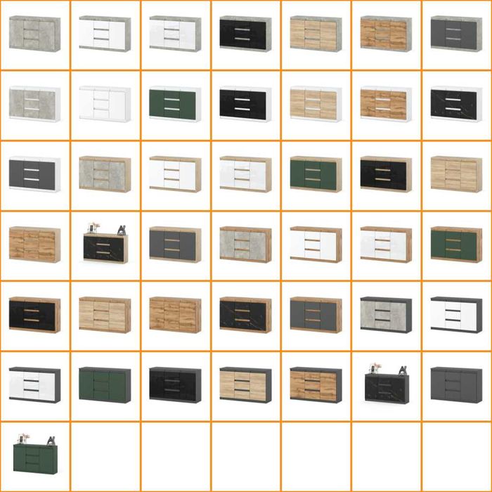 Komoda Agnes 120cm Nowoczesna z 3 Szufladami Biały Połysk Do Sypialni