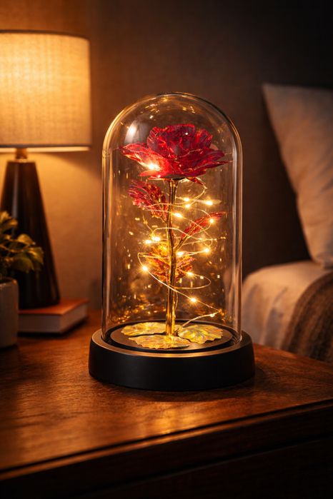 !Hit! róża led w szklanej kopule – prezent na dzień kobiet