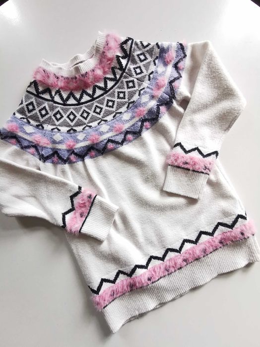 Sweterek biały a'la norweski r. 122