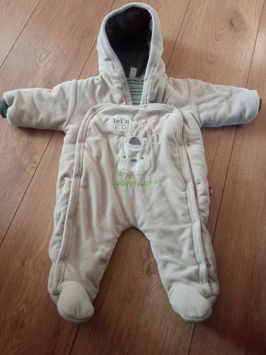 Kombinezon pajac wiosna miś ciepły 62 welur