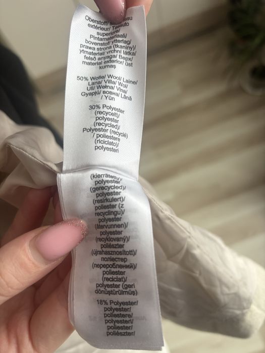 Płaszcz 50% wełna kremowy damski Bonprix Premium