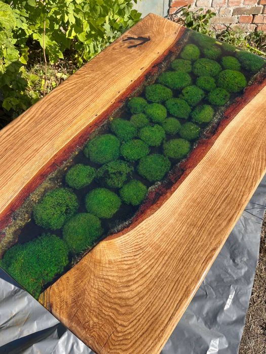 Фактурна стільниця(стіл) для саду з міцного дуба.