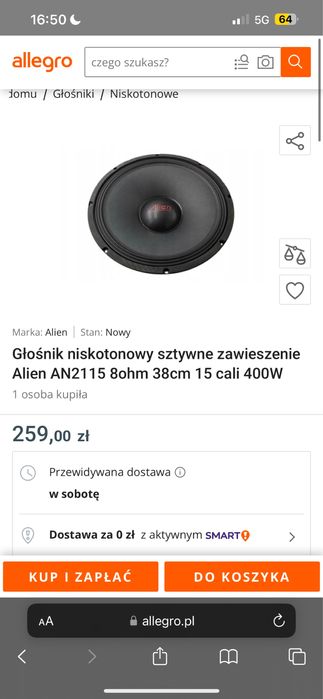 Glosnik alien 400w nowy !