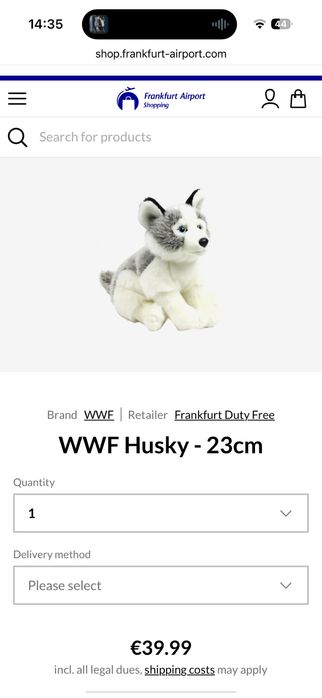 Мʼяка іграшка хаскі, WWF, 23 см