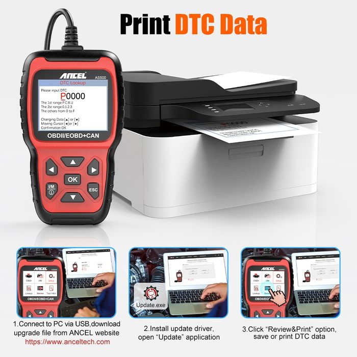 Máquina de Diagnóstico Automóvel Ancel AS500 – OBD2 EOBD CAN novo