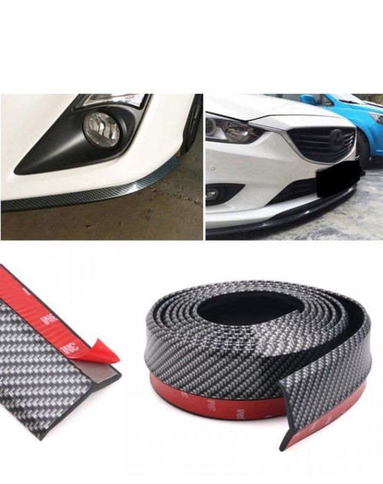 Губа универсальная на передний бампер С БРАКОМ КАРБОНОВАЯ