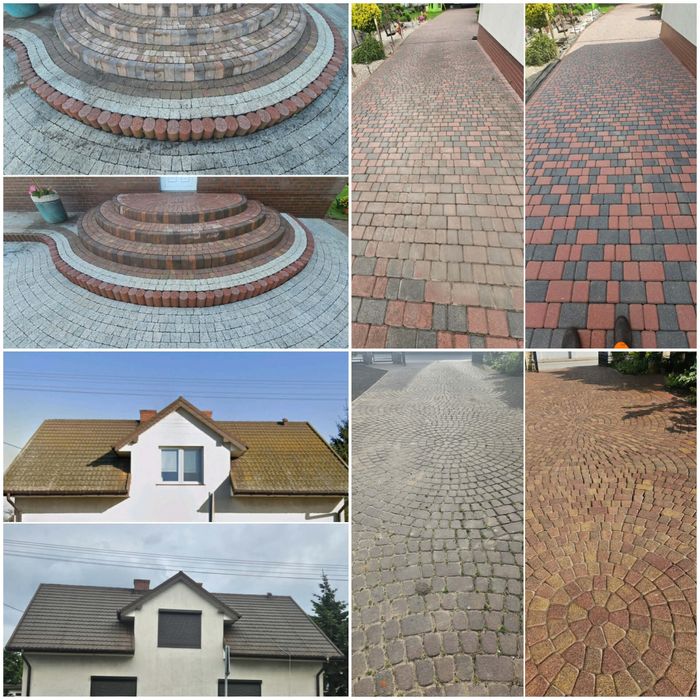 Mycie kostki brukowej, mycie dachów, mycie elewacji