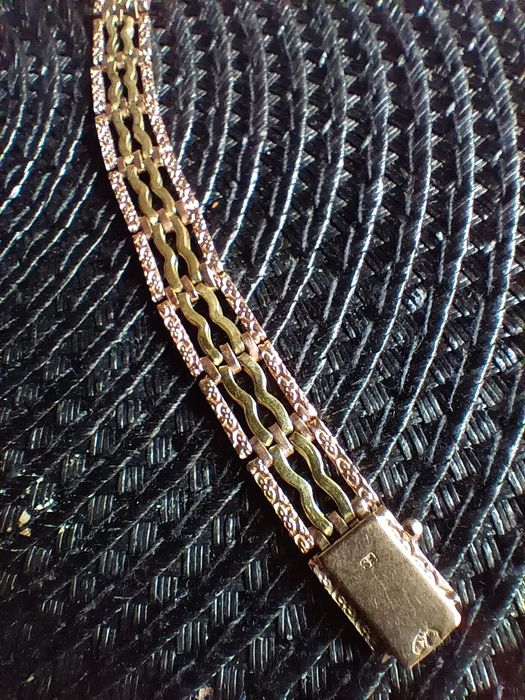 Złota bransoletka dwukolorowa