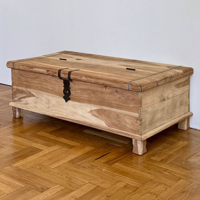 stara skrzynia kolonialna kufer stolik kawowy ława drewno vintage