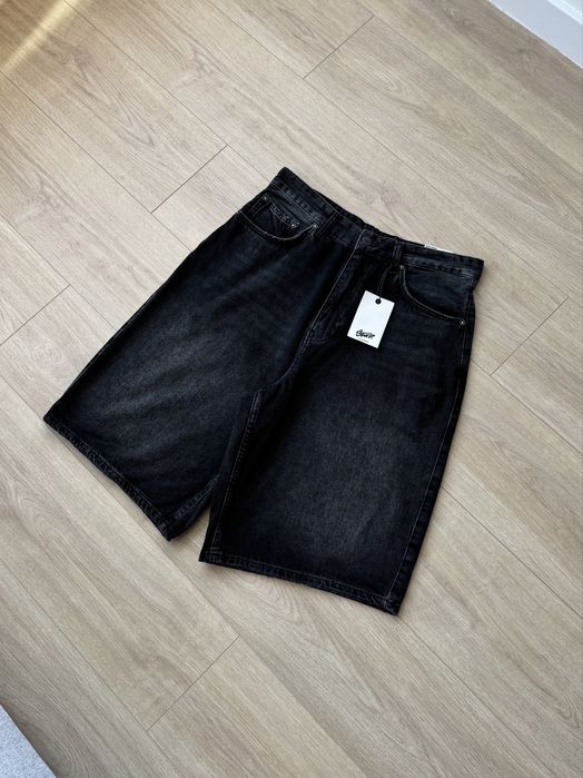 Широкі Шорти PULL&BEAR Skater Fit Оригінал Нові Чорні Джинсові Широкие Черные Джинсы Шорты Shorts Пул Бир