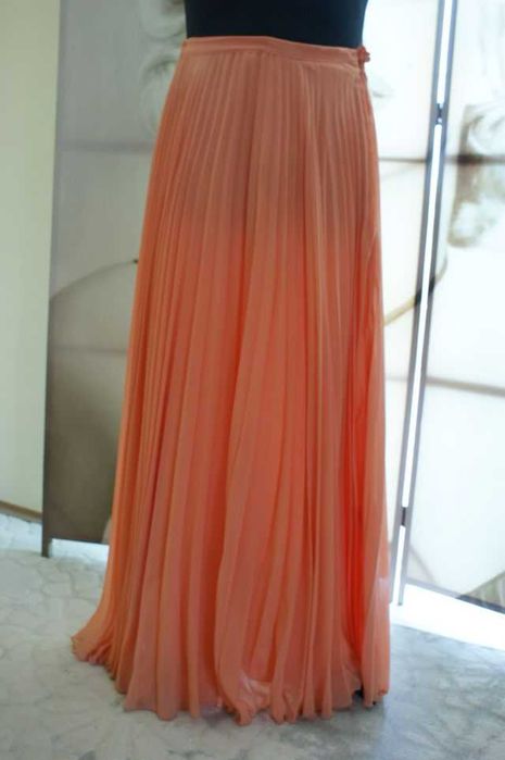 Długa spódnica plisowana maxi ślub wesele XS 34 elegancka