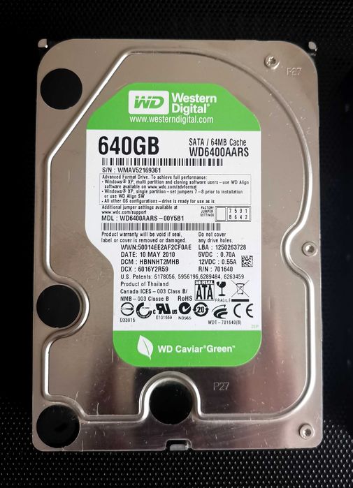 Dwa Dyski 3.5'' WD 640GB 500GB Sata II Stan BDB Gwarancja