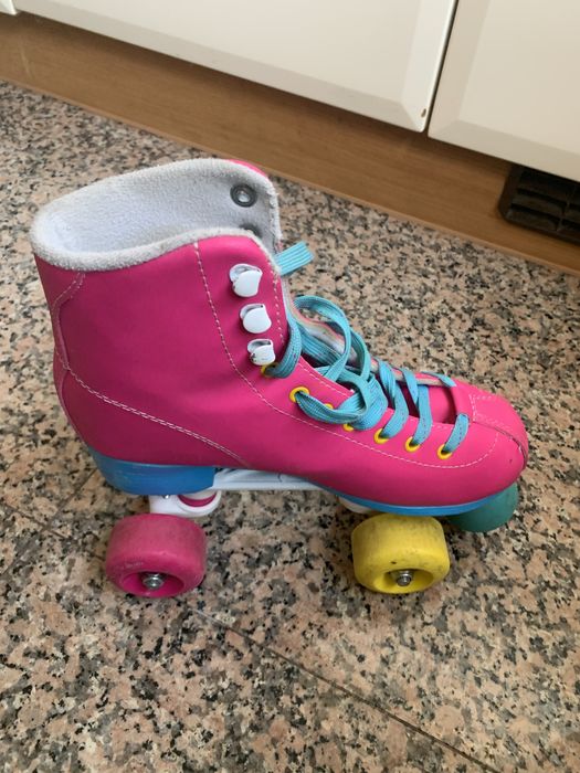 Krf Patins 4 Rodas Roller School Pph Rosa