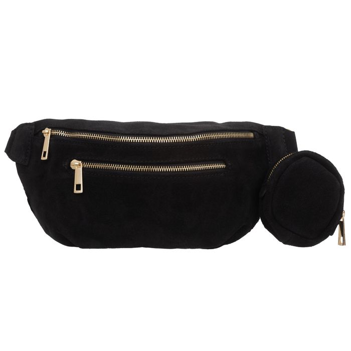 VERA PELLE nerka zamszowa saszetka biodrówka V716 czarna