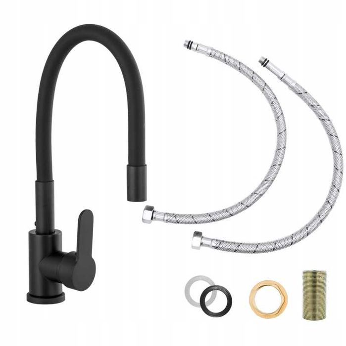 Nowa BATERIA KUCHENNA Czarna Elastyczna Kran Czarny Wylewka (-20%)